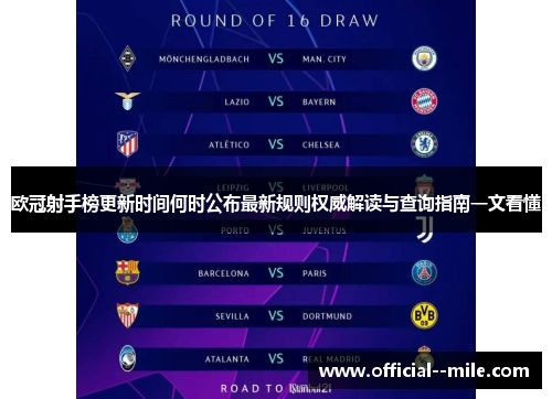 欧冠射手榜更新时间何时公布最新规则权威解读与查询指南一文看懂 欧冠射手榜更新时间何时公布最新规则权威解读与查询指南一文看懂
